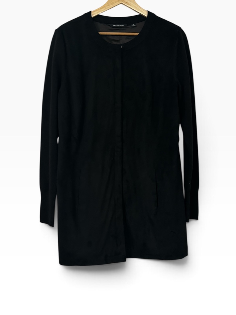 H by Halston Black Faux Suede Sweater Jacket Women’s Size Small Oversized long